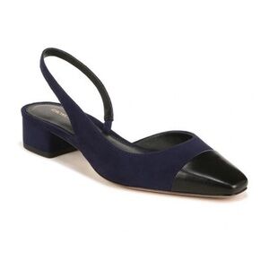 Veronica Beard Navy and Black Slingback Heels